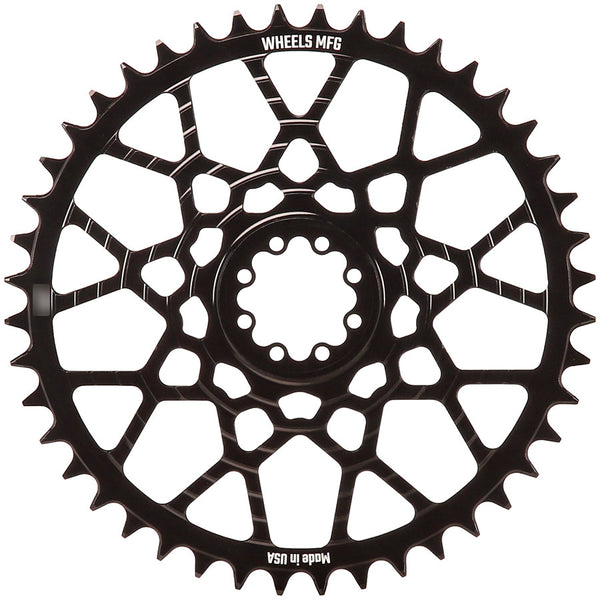 Wheels Manufacturing Gravel Direct Mount Chainring - 46t SRAM 8-Bolt Direct Mount 6.5mm Inboard Offset HG+ Chain Compatible BLK