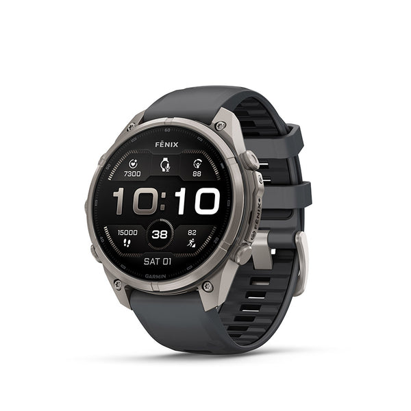 Garmin fenix 9 Pro 47mm Watch Watch Color: Titanium Wristband: Graphite/ Black - Silicone