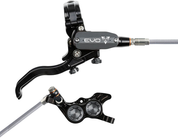 Hope EVO GR4 Disc Brake Lever Set - Right Hand Post Mount 4-Piston Braided Hydraulic Hose BLK/Smoke