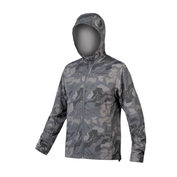 Endura Hummvee Windproof  Hooded Shell Jacket L  Gray Camo
