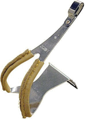 MKS Toe Clips with Leather Steel - Large
