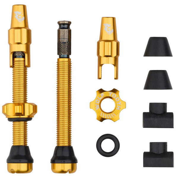 Wolf Tooth Components Tubeless Valve Stem Kit Clik Valve 44mm Gold