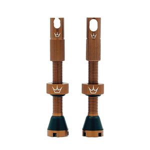 Peaty's Alloy Presta Valve Stem 42mm Pair Bourbon